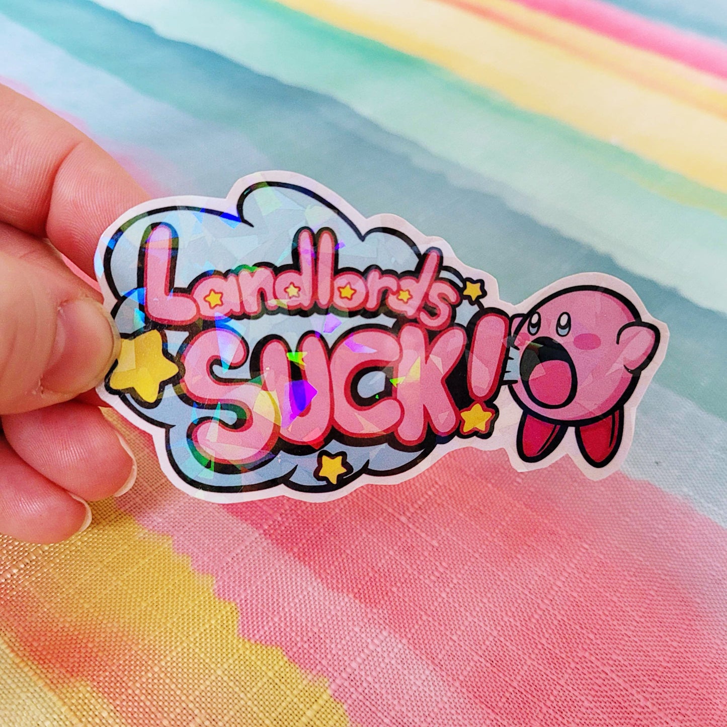 Lanlords SUCK Kirby Sticker