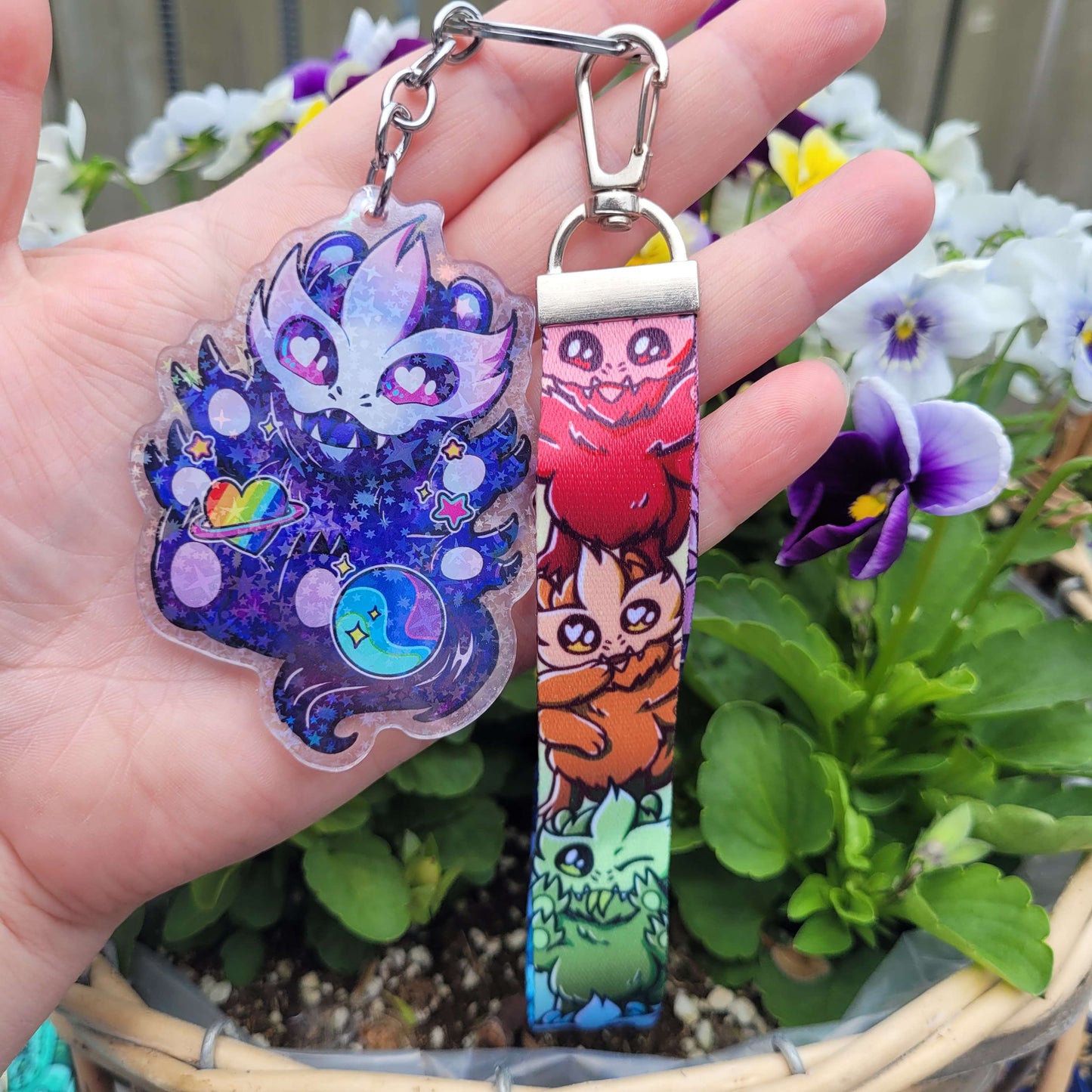 Starfinder Rainbow Skittermander Lanyard Keychain