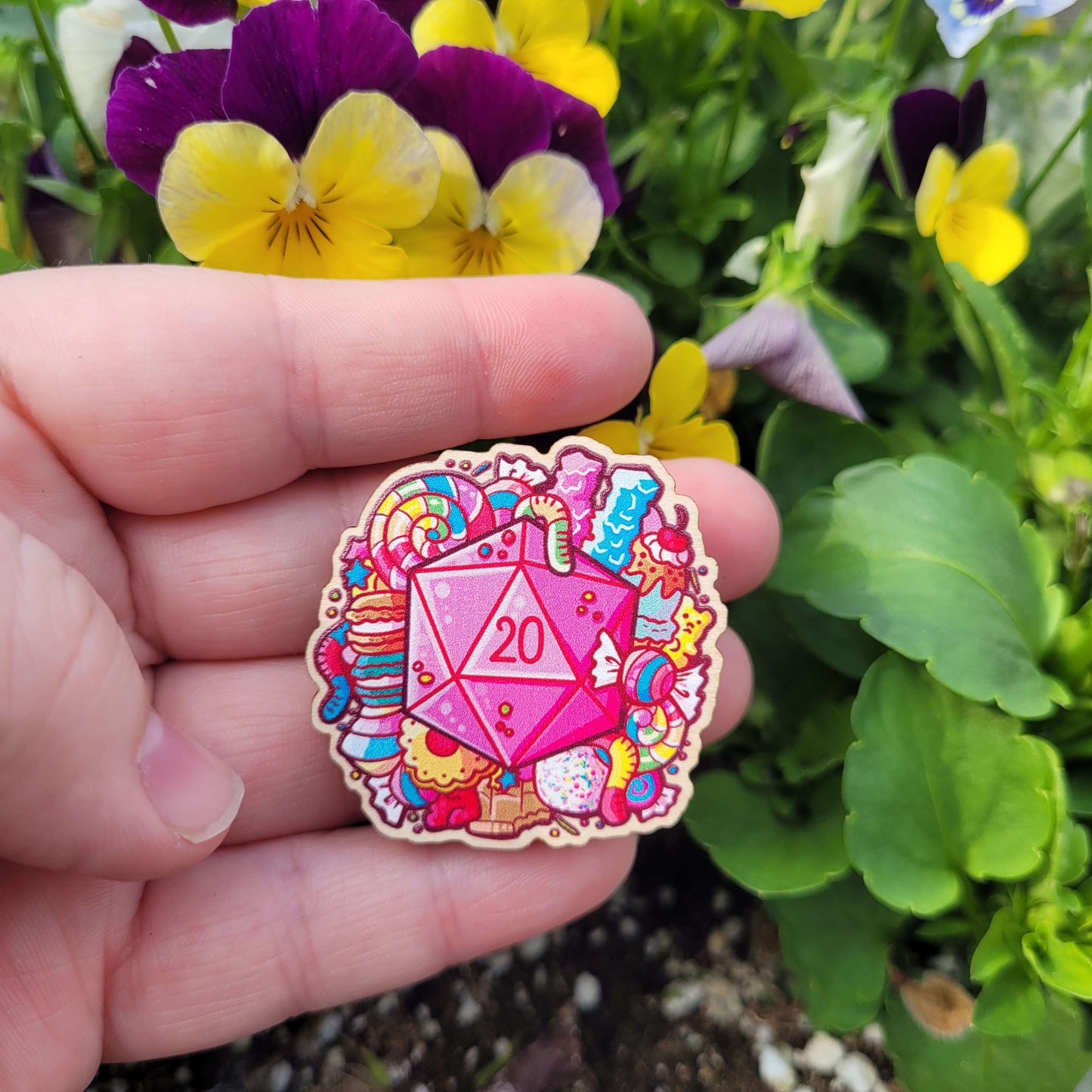 D20 Wood Pin - Candyland