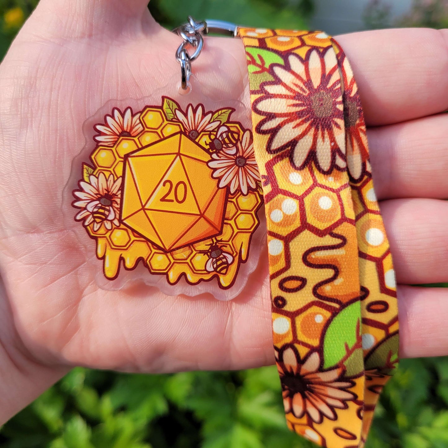 Bee Twenty TTRPG Lanyard Key Chain