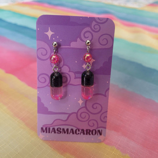 Black Pink Pills Earrings