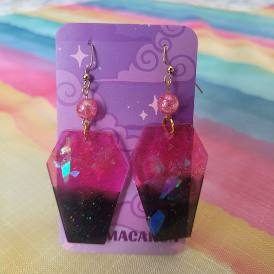 Pink Space Coffin Earrings