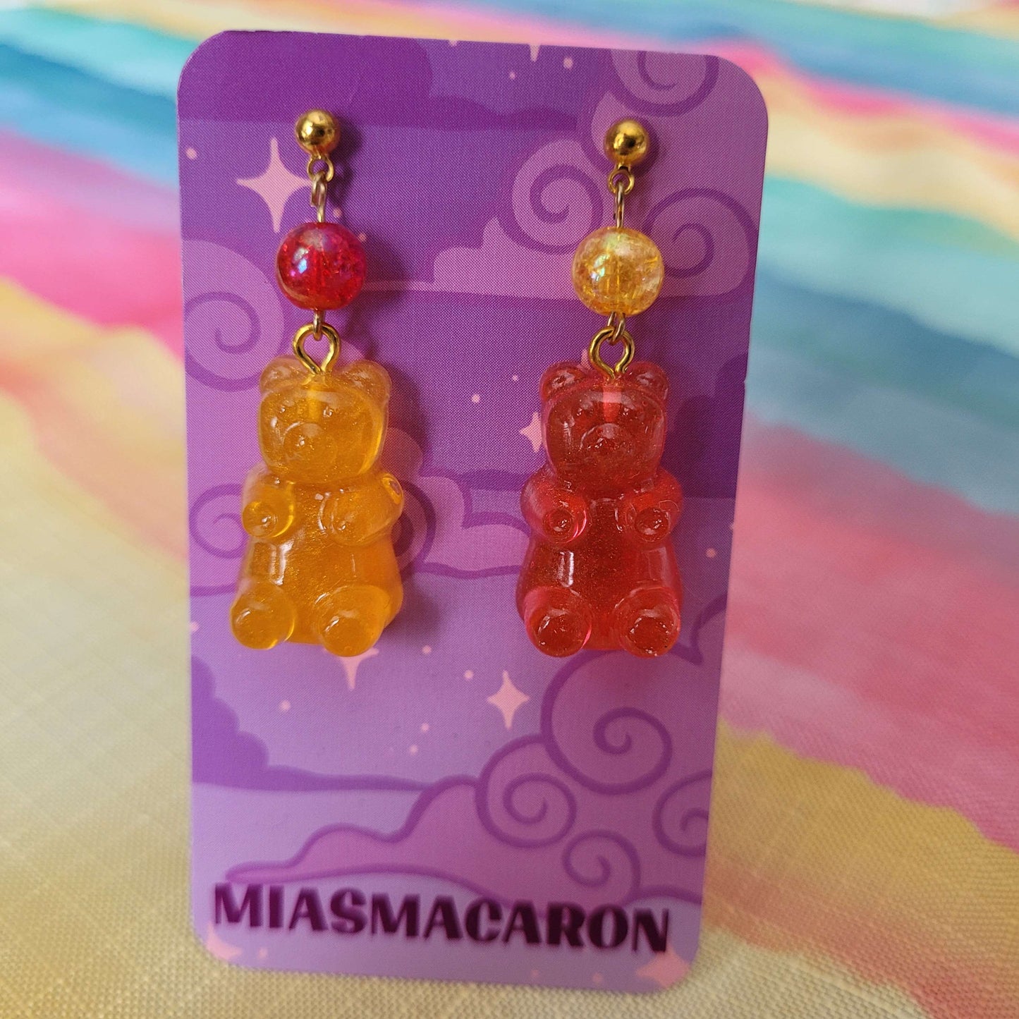 Red Orange Gummy Bear Earrings