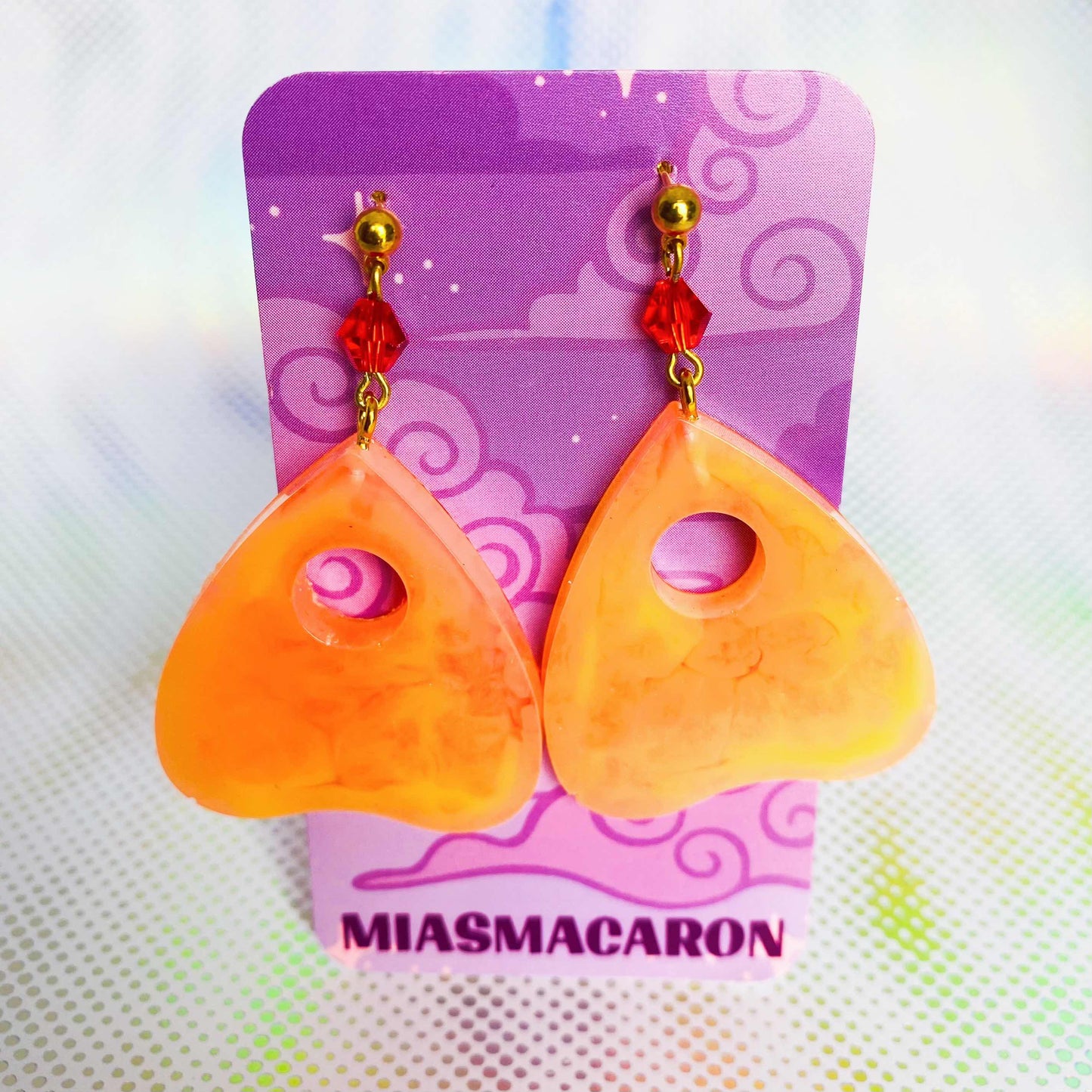 Ouija-Style Planchette Earrings - Tequila Sunrise