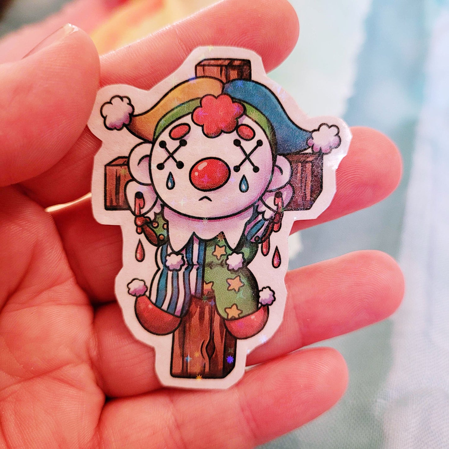 Crucifix Clown Sticker